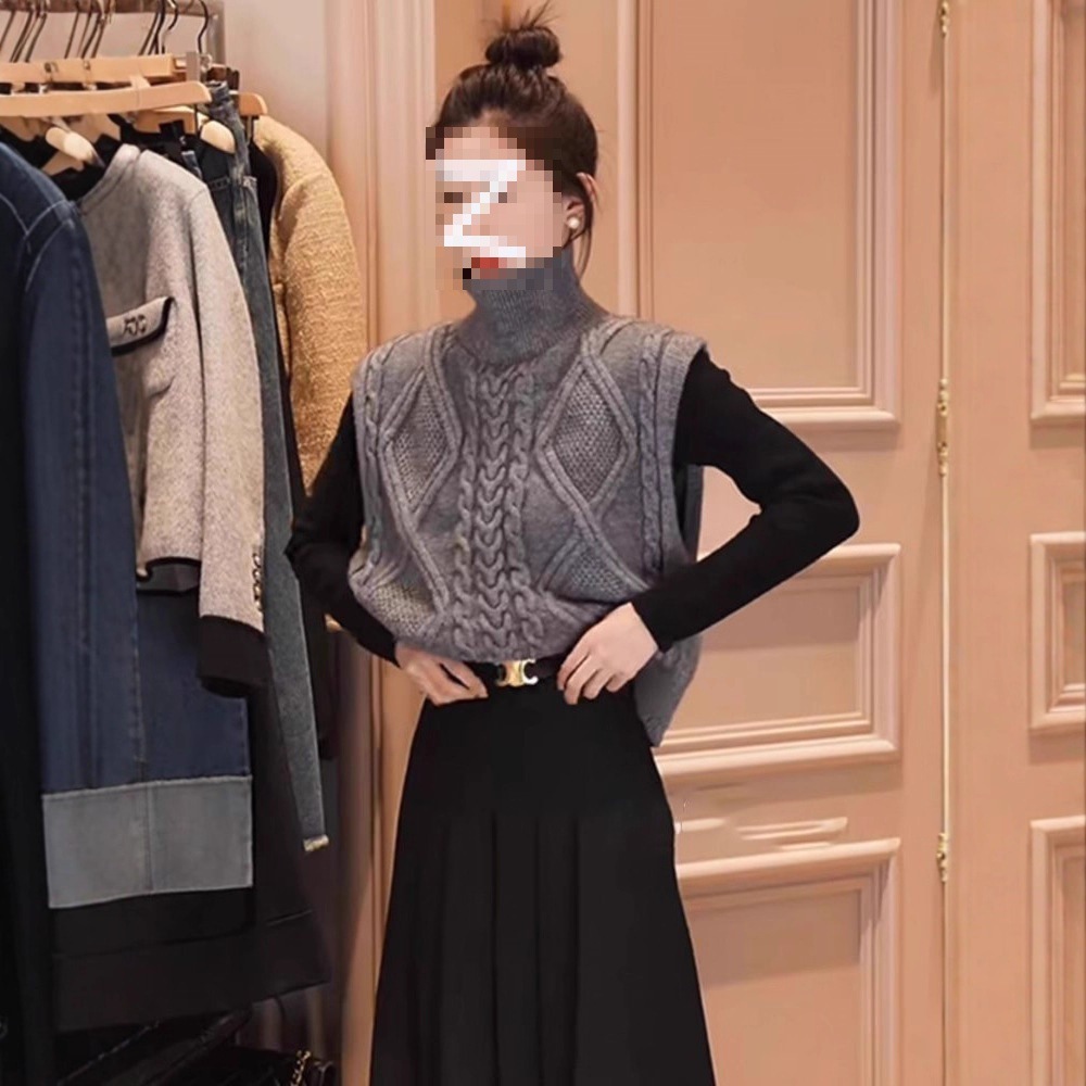 Turtleneck Sweater Women's Spring and Summer Knitted Vest Jacket Women's 2025 New Style Fashionable Vest Outerwear