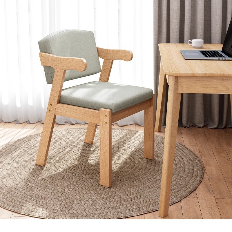 Silla de madera maciza silla de respaldo silla de estudio taburete de comedor con reposabrazos 2025 nuevo