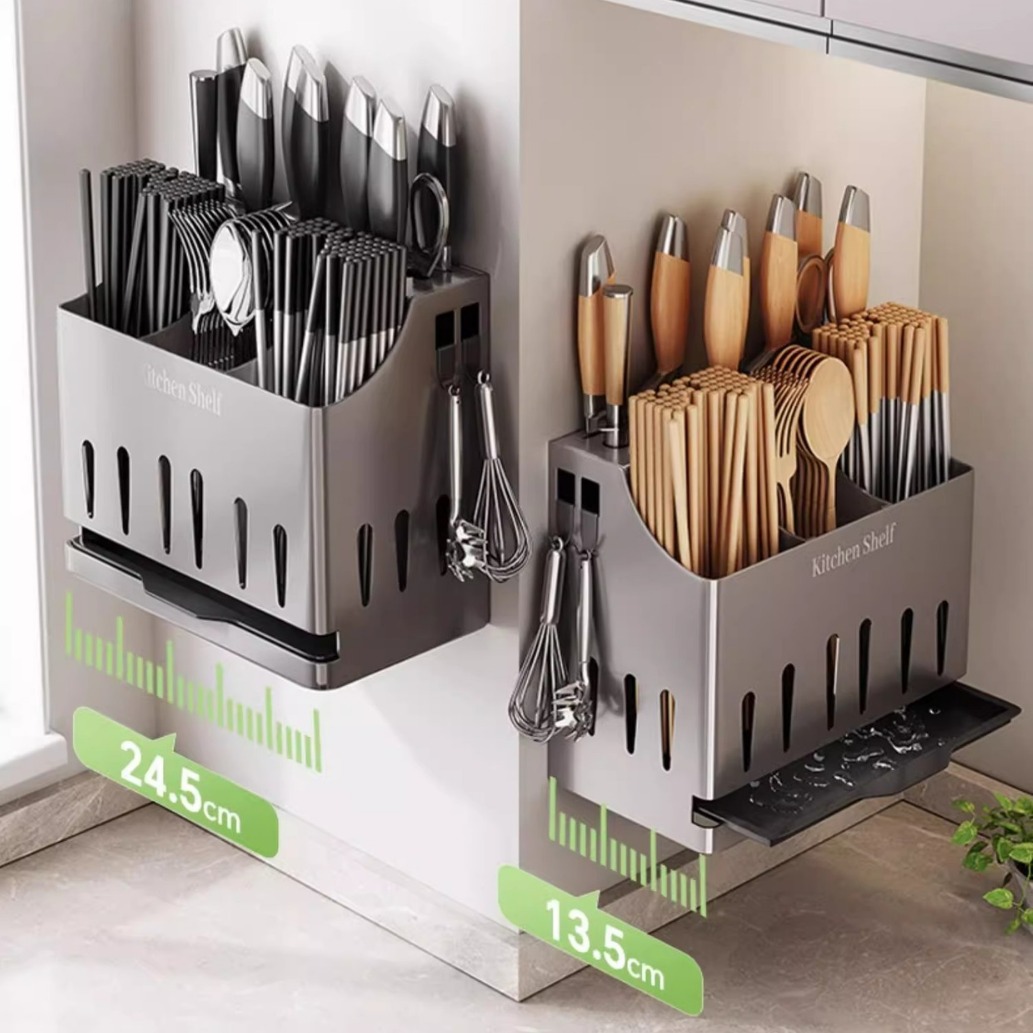 [direct Supply from the Manufacturer] Knife Holder Chopstick Storage Box Kitchen Stainless Steel Storage Rack New Chopstick Cage Knife Integrated Rack