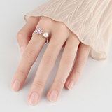 (Трансграничная торговля), безразмерное свежее кольцо из жемчуга в форме цветка, простой и элегантный дизайн