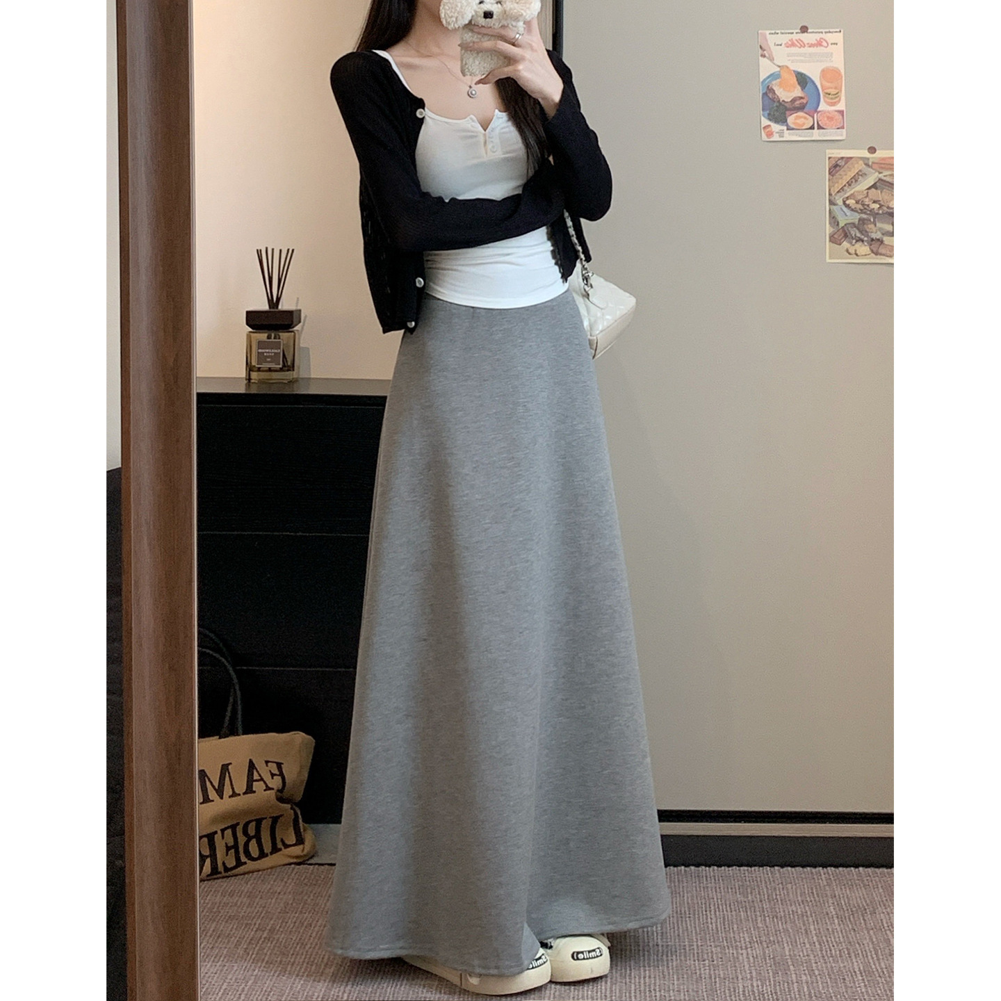 木子恋春夏新款高腰韩版韩系风百搭半身裙女休闲百搭显瘦中长裙女