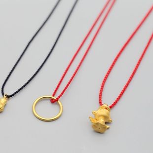 Purely Hand-Woven Red Rope Necklace, Jade Pendant Ring, Neck Animal Year Lanyard, Clavicle Chain for Men to Philosophy