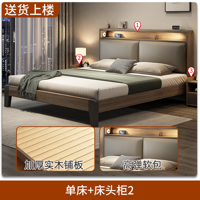 实木床1.8x2米双人床1.5米家用小户型出租房民宿1.2m单人床架|undefined