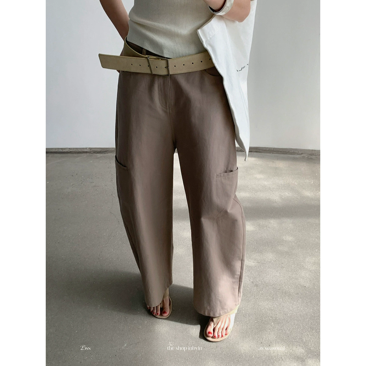 Yi En Ou inbyin покрывает тонкую свободную штаны с мачете для женщин 2025 новые грушевидные телосложения с высокой талией повседневные брюки