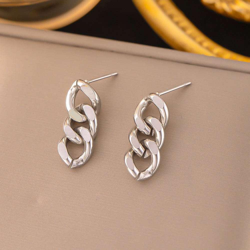 Real Gold Plated Plating Material Drop Earrings Classification 18K Gold Plating Color 1 Pair Quantity Daily Occasion 304 Stainless Steel Material PVD Coated Real Gold Plated 18K Gold Chain 304 Stainless Steel Casual Simple Style Waterproof Non Tarnish Drop Earrings