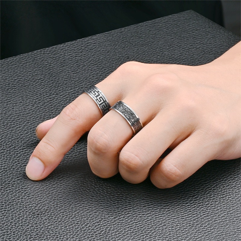 Titanium Steel Retro Men Ring Image 2