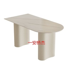 ZH岩板岛台餐桌现代简约轻奢小户型一体餐桌椅组合奶油风家用饭桌