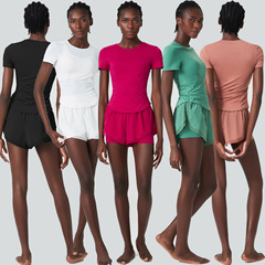 Cross-border frozen skin summer sports suit set for women, plus size quick-dry two-piece set fitness yoga wear set