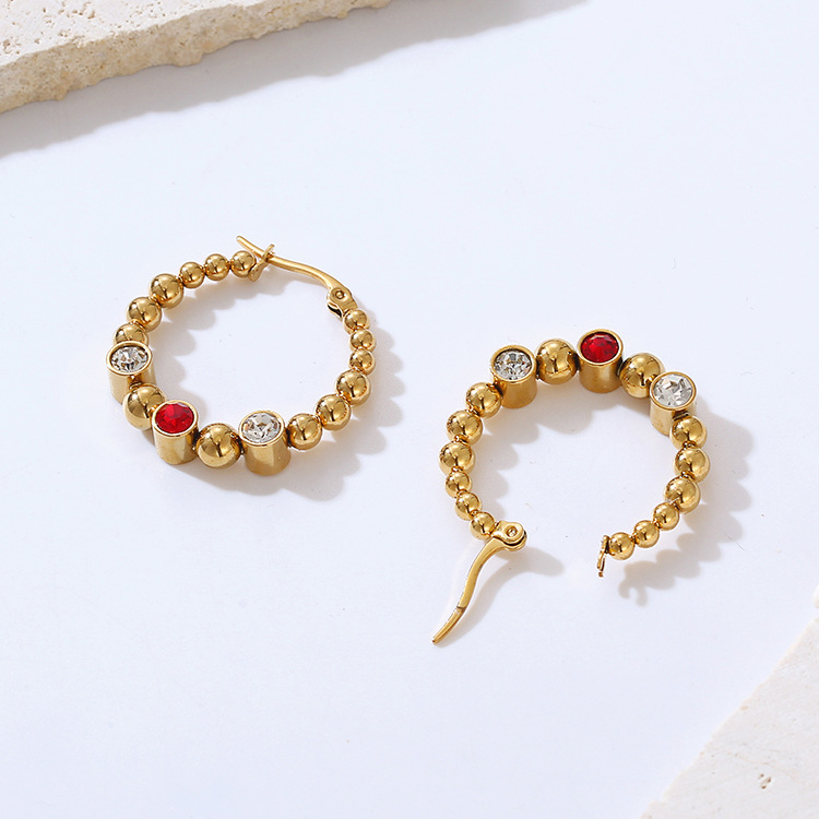 Europeo y americano ins Internet celebridad pendientes de la joyería de acero inoxidable chapado en oro de acero pendientes en forma de bola