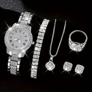 Explosive Women's Watch Cornucopia Fashion Casual Roman Numerals Quartz suit Full Diamond Bracelet Fashion Watch