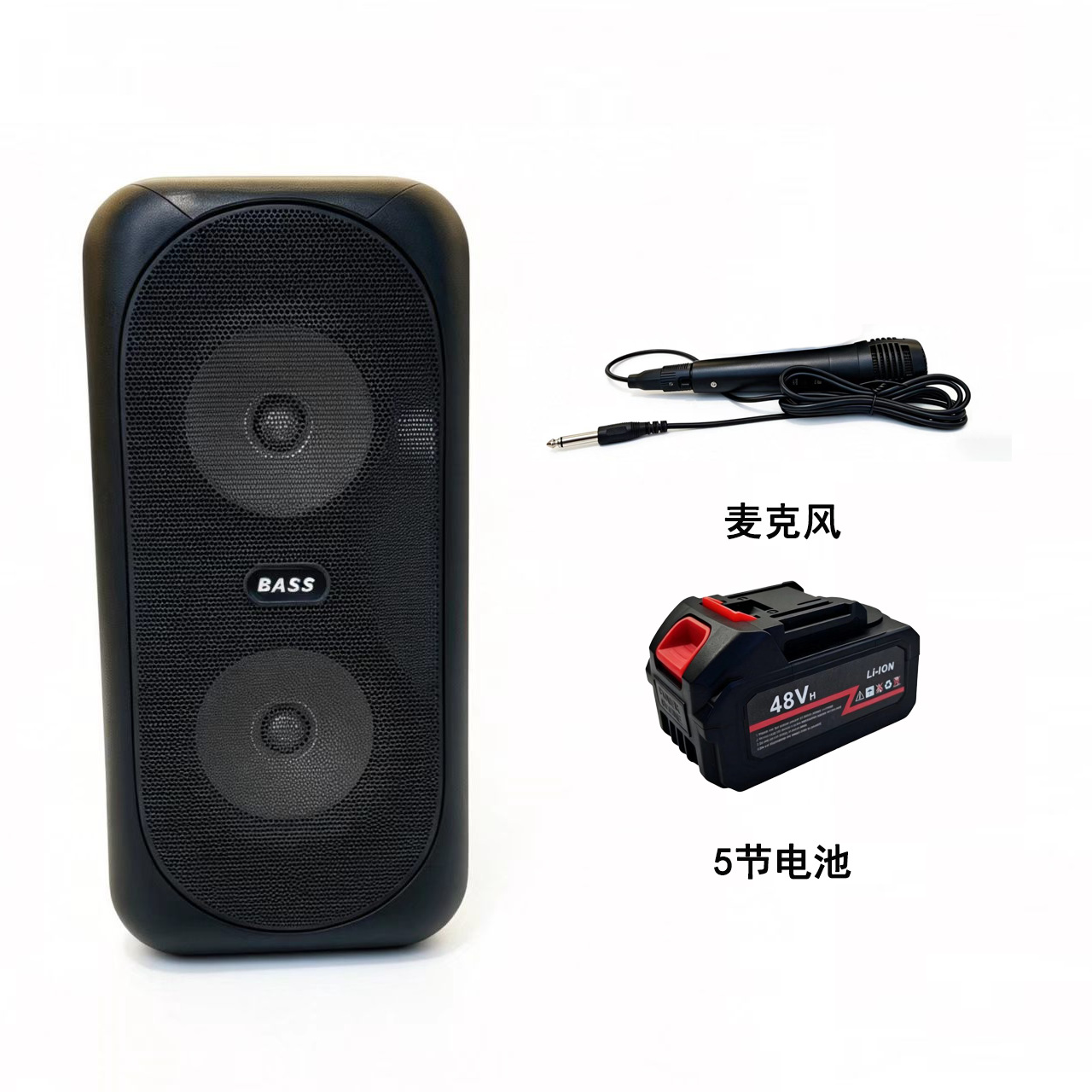 Exportación de fábrica transfronteriza nuevo litio eléctrico portátil doble de 4 pulgadas altavoces de fiesta bluetooth colorido ambiente iluminación y sonido