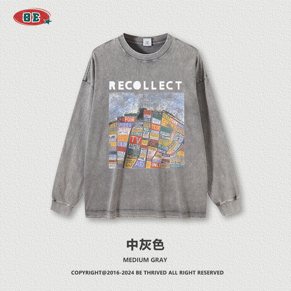 Be customizado| 2025 otoño y invierno marcas de moda estadounidenses digitales de impresión directa de inyección de manga larga camiseta de comercio exterior personalizada transfronteriza
