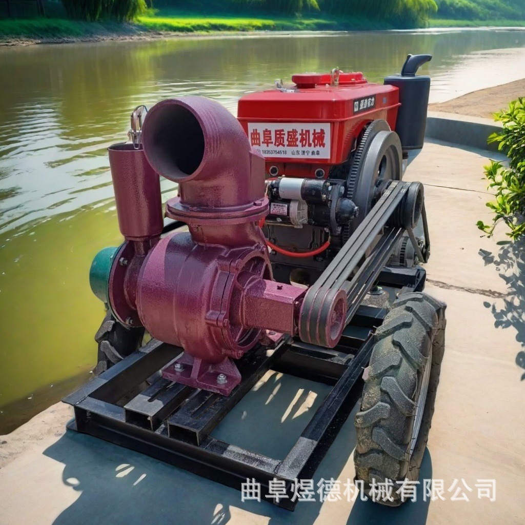 大面积排水抽水泵 6寸8寸10寸12寸混流泵柴油拖车水泵工地抽水泵