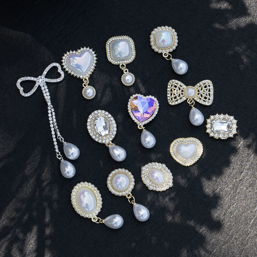 Metal accessory pearl, pendant with bow, DIY