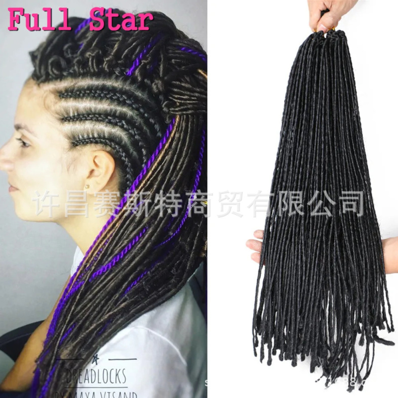 African Wig European and American Dreadlocks Hollow Braid Straight Hair 20inch Small Braids Hair Extensions Hollow Straight Hair