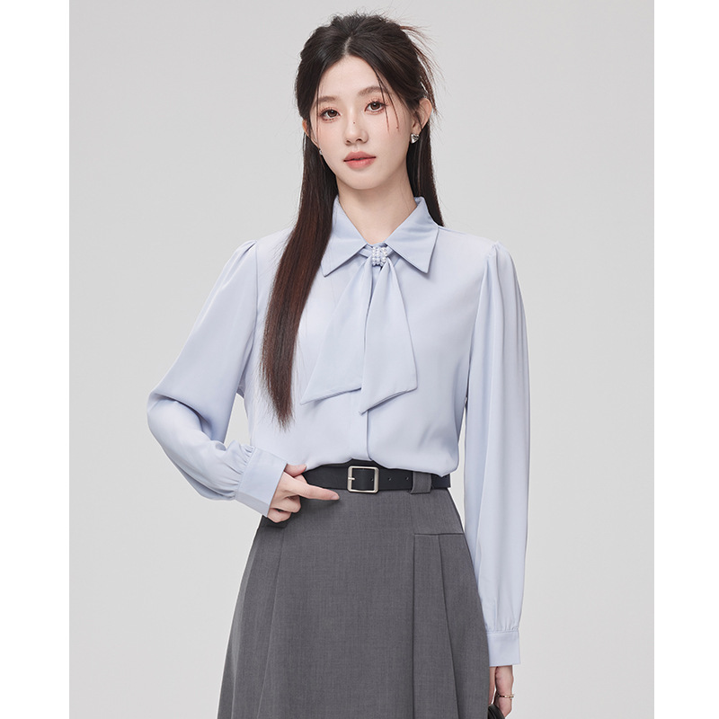 2026 Early Spring New Style Professional Workwear Women's Clothing Teacher Interview Shirt Women's Formal Occasion Blue Top