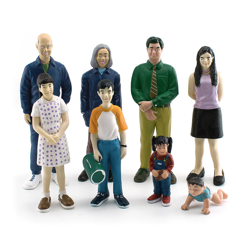 Transfronterizo simulación figura Modelo Mamá y Papá abuelo abuela niño niña bebé mesa de arena muñeca decoración juguete