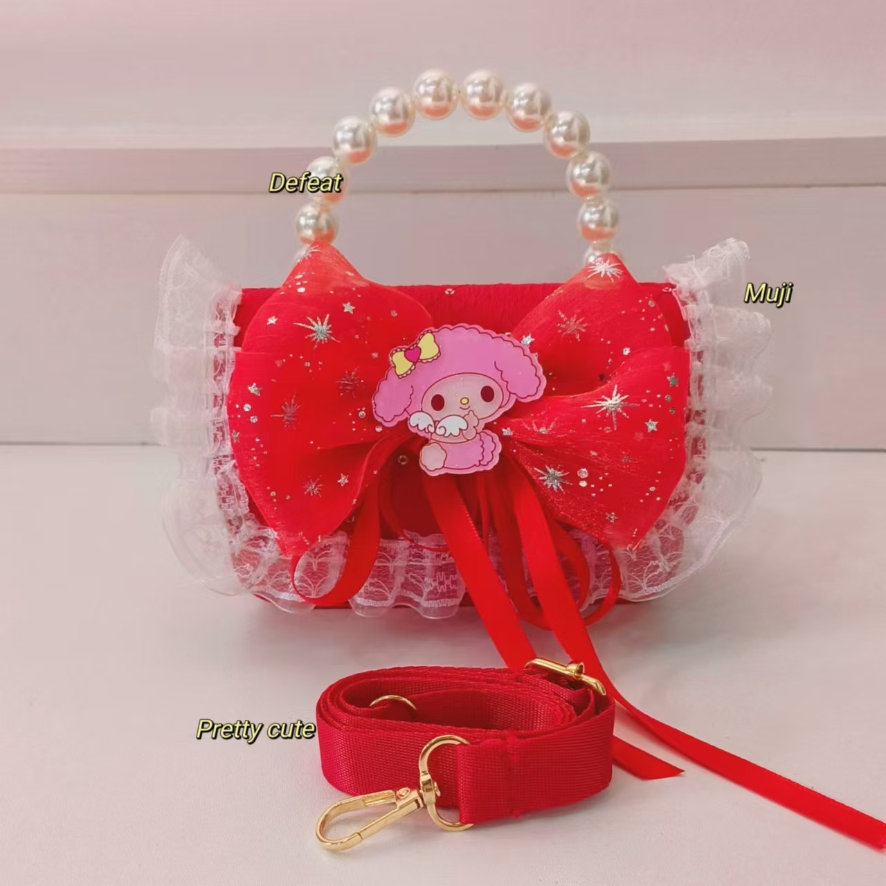 Bolso de arco para niños bolso de perlas bolso de hombro bolso de cambio bolso de accesorios bolso de dibujos animados Melody bolso de princesa