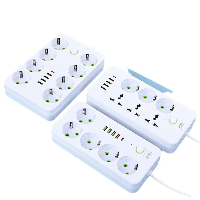 Exportación transfronteriza comercio exterior exportación estándar europeo europeo dos conectores redondos caja de regalo enchufe USB enchufe tabla de cableado