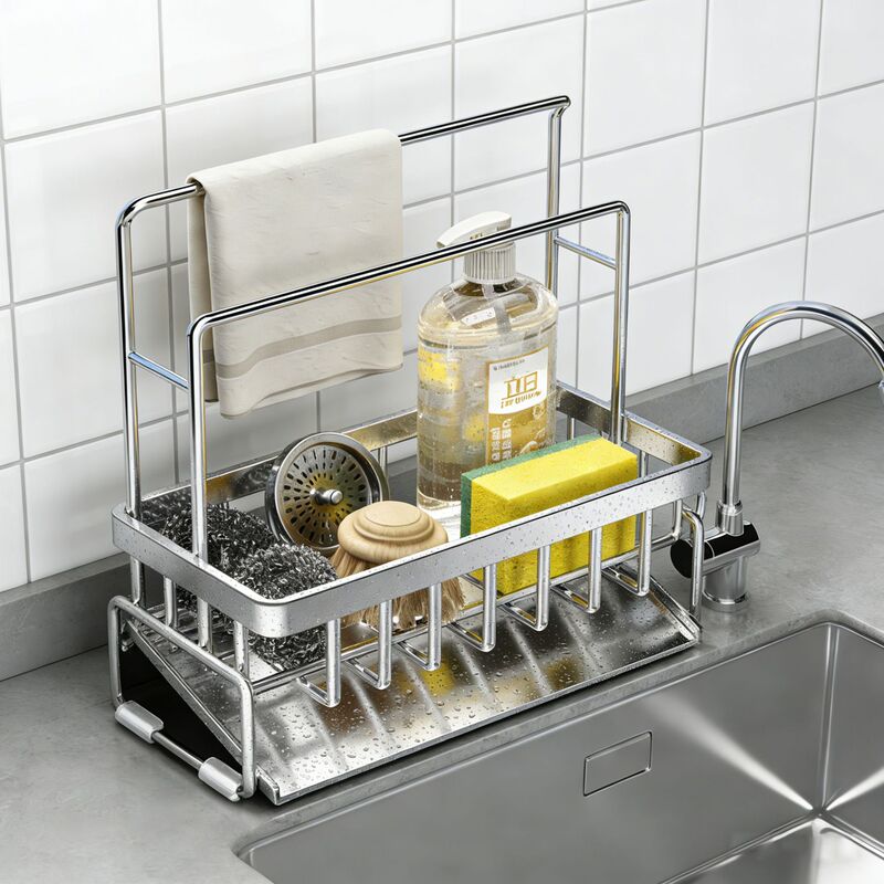 Stainless Steel Dishcloth Draining Rack Kitchen Sponge Holder Sink Edge No-Drill Bathroom Supplies Storage Rack Countertop Stainless Steel Dishcloth Draining Rack Kitchen Sponge Holder Sink Edge No-Drill Bathroom Supplies Storage Rack Countertop
