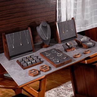 New Jewelry Display Stand Walnut Jewelry Rack Display Cabinet Ornaments Necklace Rings Jewelry Display Props