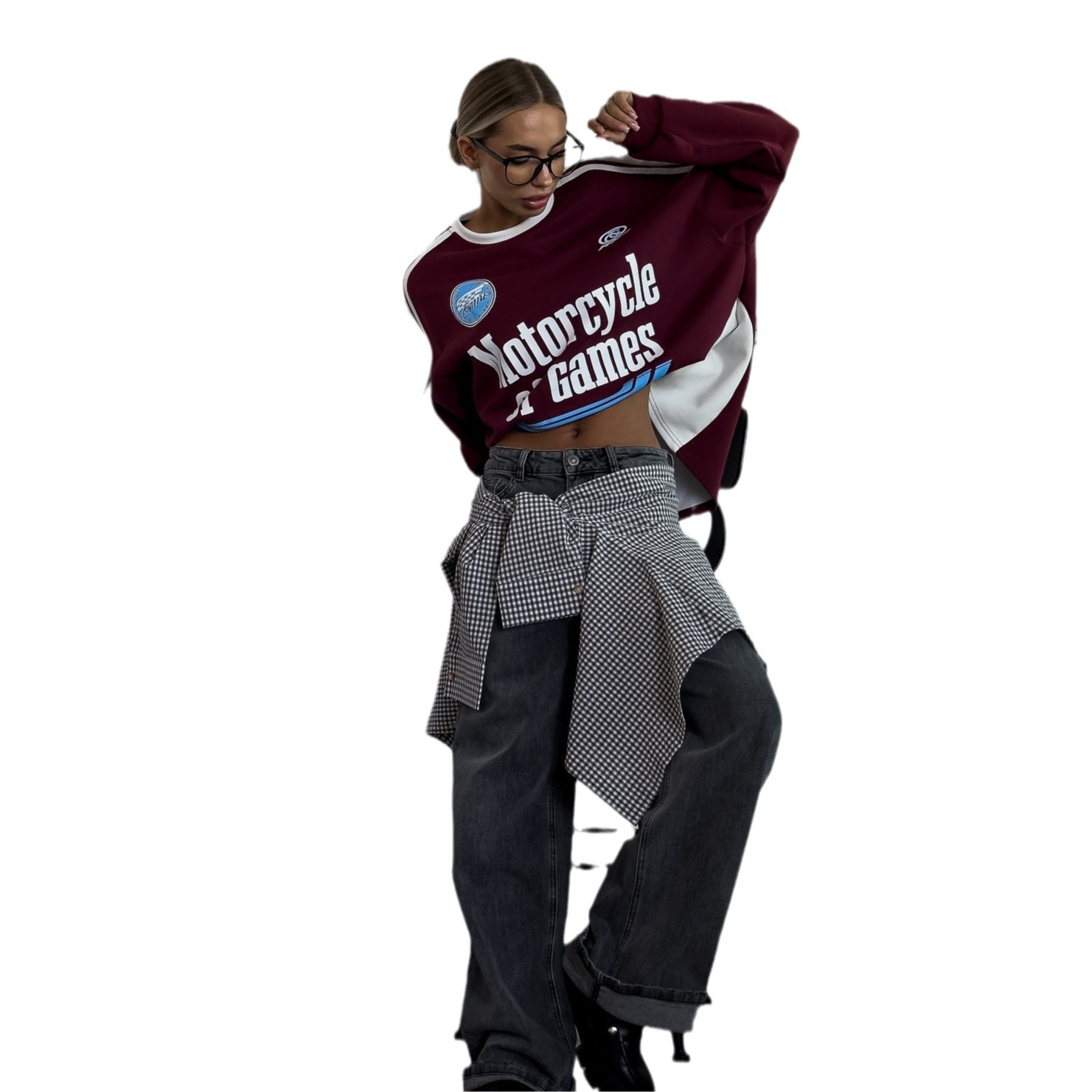 Sweat-shirt col rond imprimé lettres pour femme, nouvelle mode automne 2024, veste ample et polyvalente_voghion.com