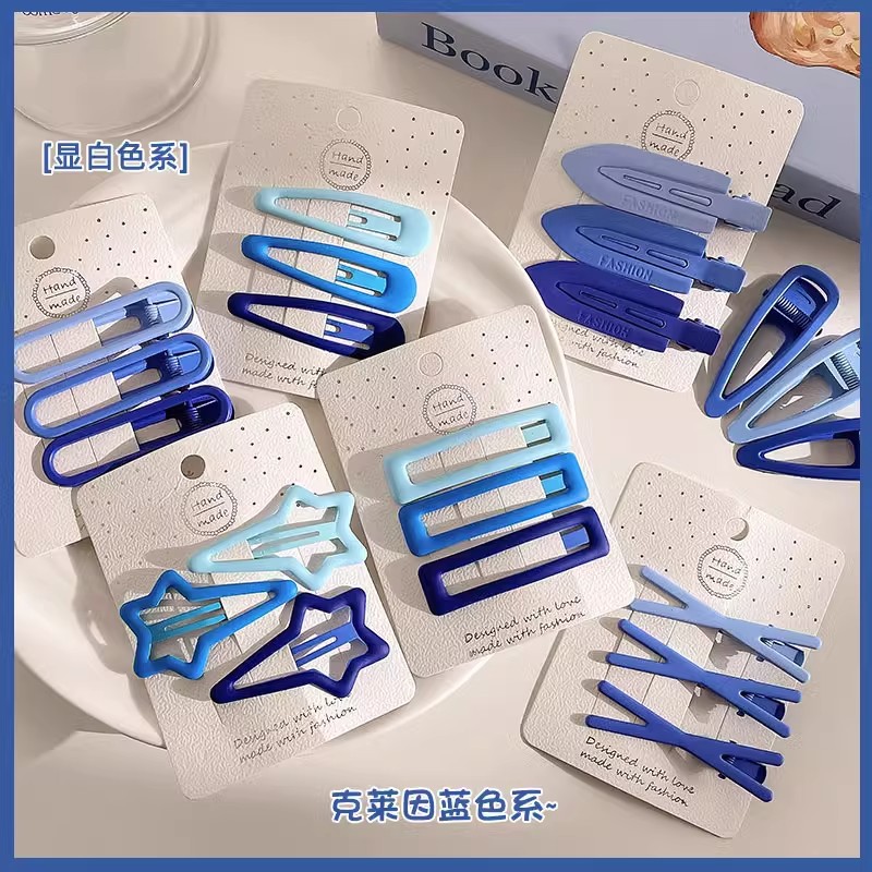 Klein azul clip para el cabello de la mujer alta sensación de cejas cortadas clip lateral sin marcas de maquillaje clip para el cabello de cabeza clip para el cabello