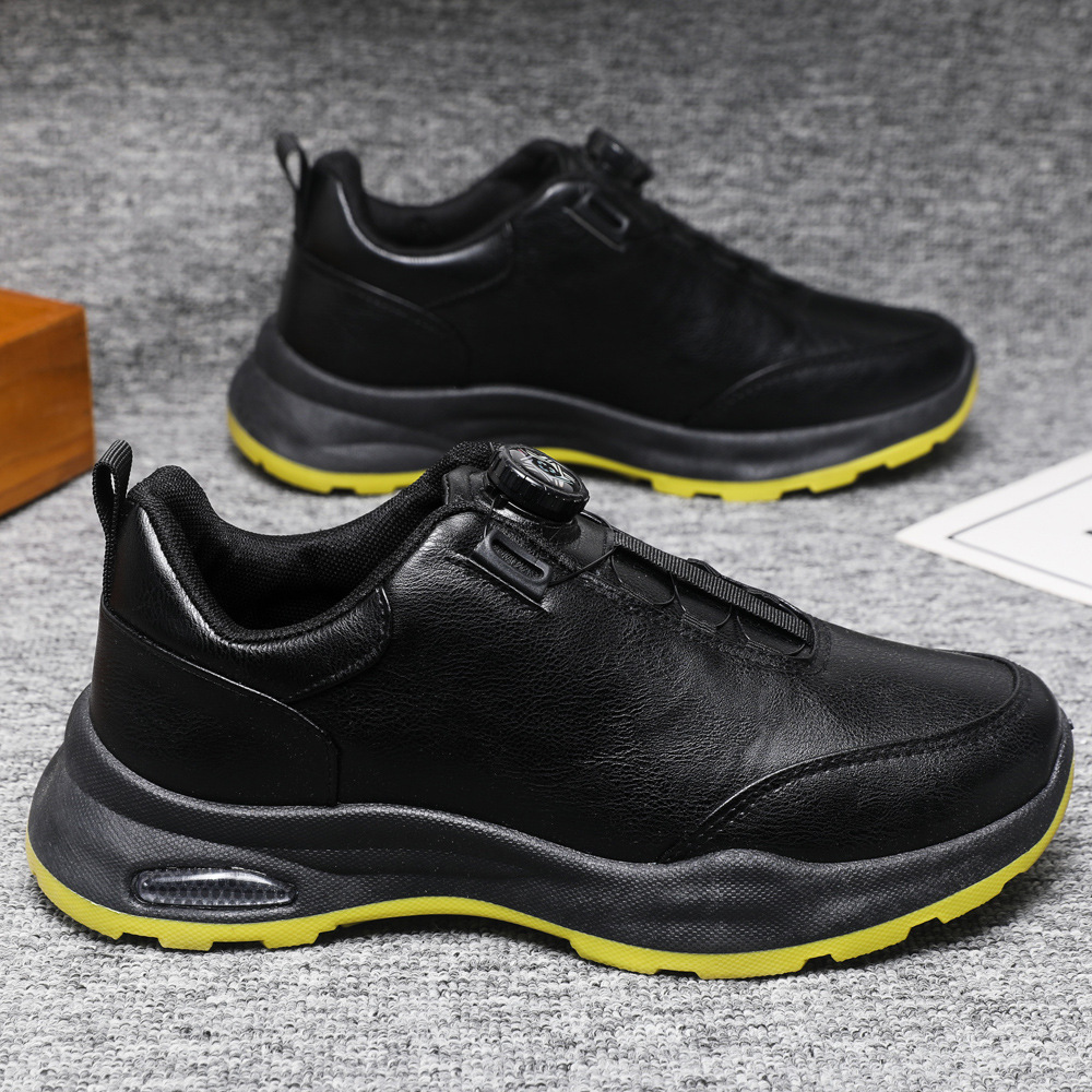 Zapatos de cuero de hombre zapatos de negocios botones de zapatos casuales sin lazos de altura de suela gruesa zapatos deportivos de hombre zapatos de suela suave zapatos de papá
