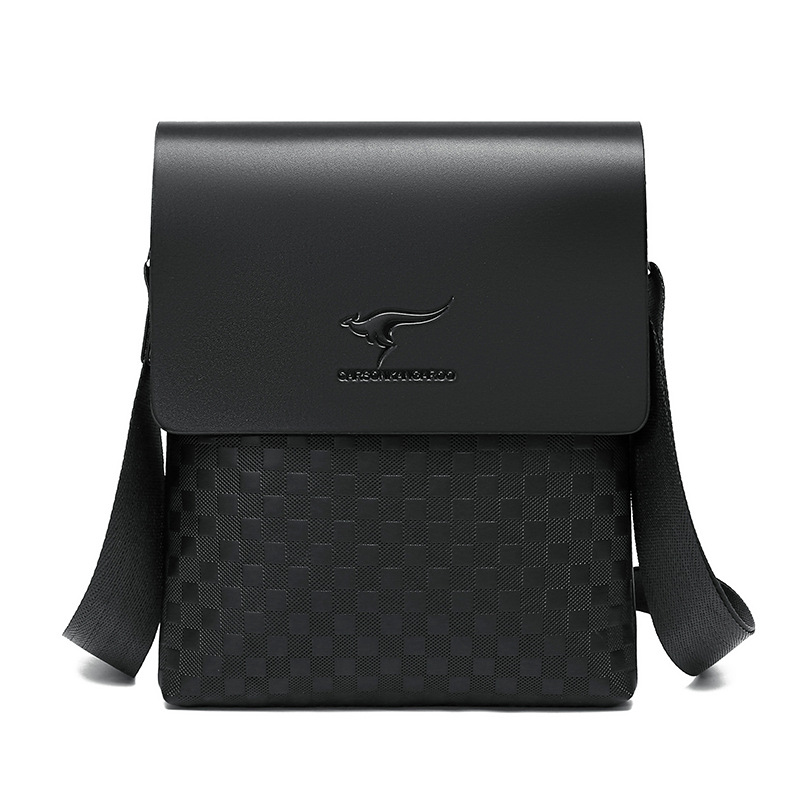 Bolso bandolera de hombre de estilo nuevo a cuadros al por mayor transfronterizo, bolso de mensajero, bolso de hombre retro de moda de cuero suave, bolso de cuero para hombre