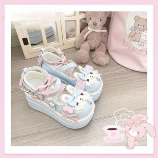 Beautiful! 2025 New Original Thick-Soled Waterproof Platform Lolita Tea Rabbit Lolita Female Off-White Single