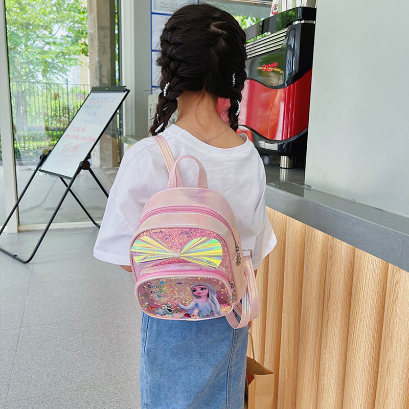 Bolso para niños 2021 nueva mochila de arco de sequilla princesa Elsa mochila de jalea transparente mochila de jardín de infantes