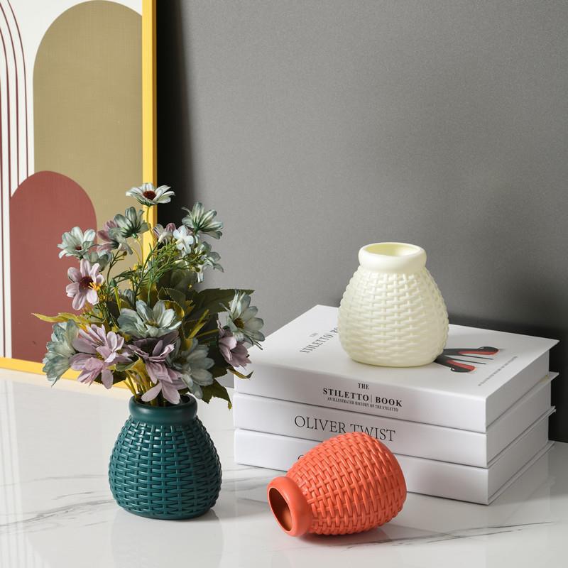 Jarrón decorativo de plástico estilo nórdico, resistente a caídas