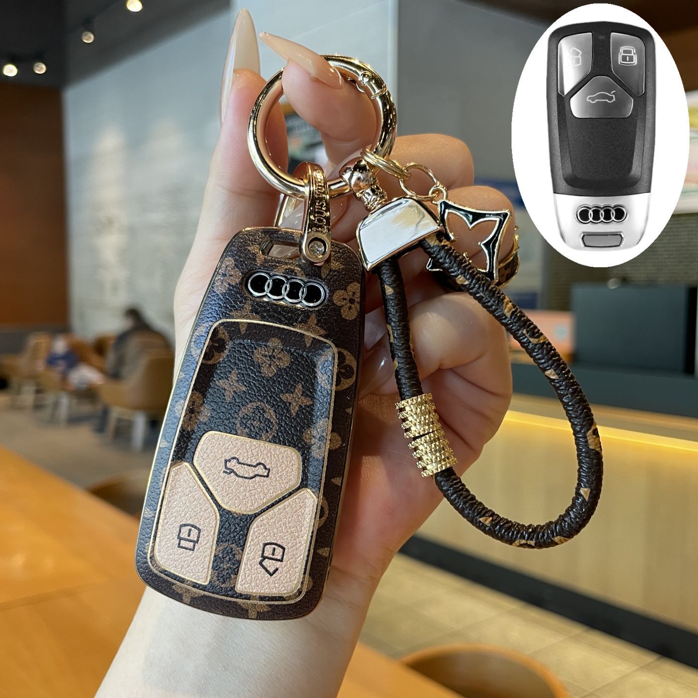 Suitable for Audi A6L Key Cover, A3 Dynamic Type, A7L High-End Model, Q6 Black Warrior Key Fob, A8/Q7/Q8/Q4 Full Cover