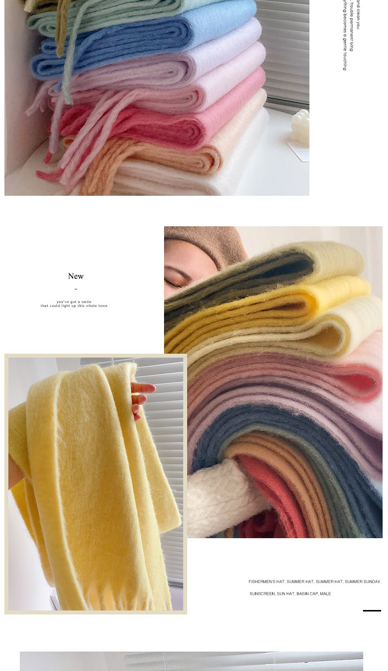Fluffy Solid Scarf For Women Warm Winter Cashmere Style Shawl_voghion.com