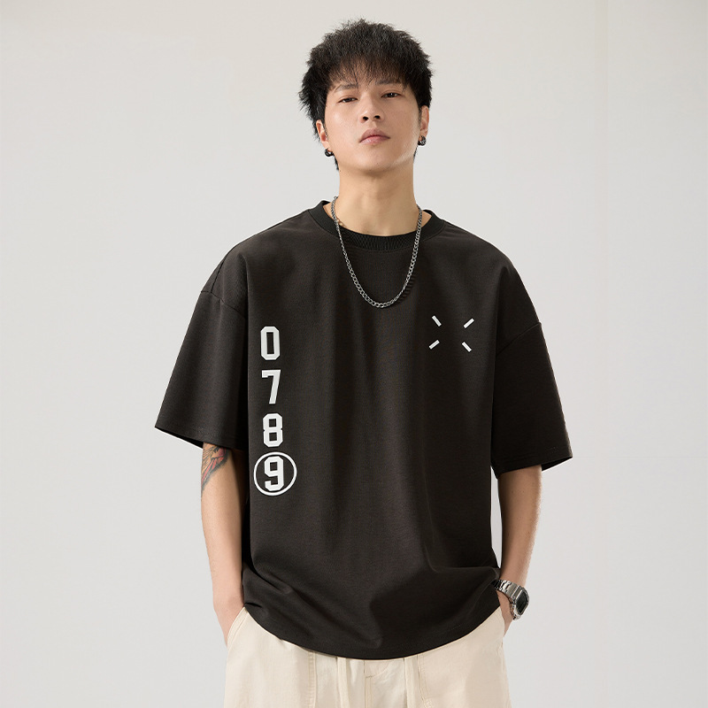 Co8000 Tencel Short-Sleeve Heavyweight 270g Cool-Touch American-Style Trendy Retro Loose Versatile Quick-Dry Men's T-Shirt Co8000 Tencel Short-Sleeve Heavyweight 270g Cool-Touch American-Style Trendy Retro Loose Versatile Quick-Dry Men's T-Shirt