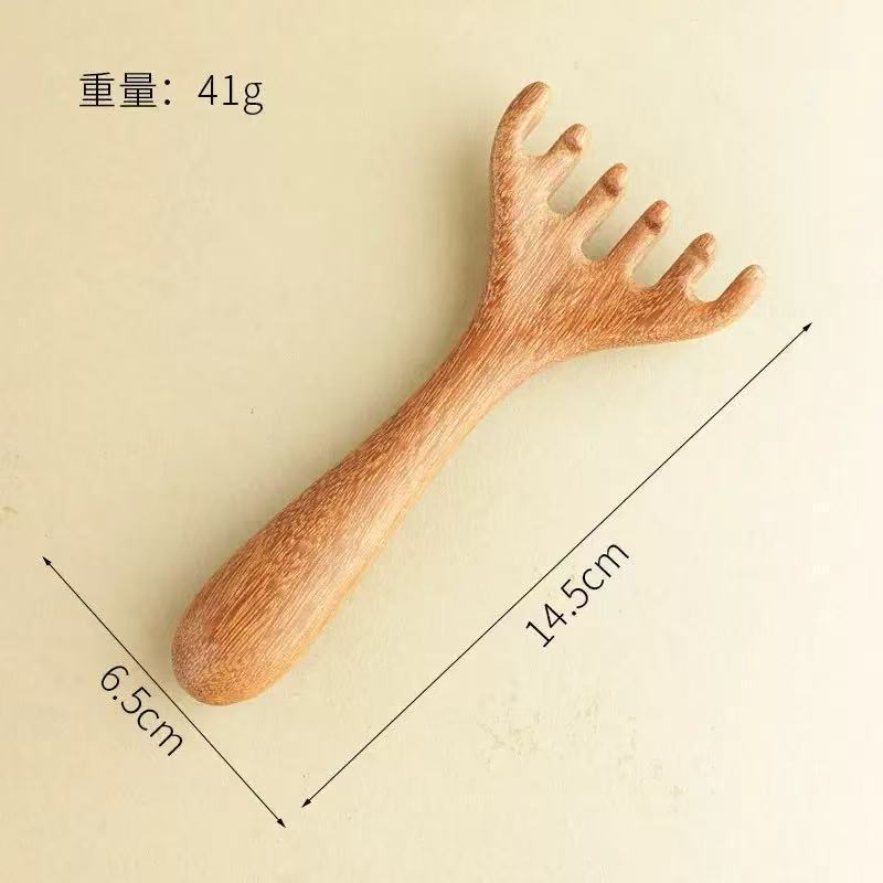 頭の脱毛、頭皮療法、経絡浚渫、顔と目の白檀櫛用の多機能頭皮マッサージコーム|undefined