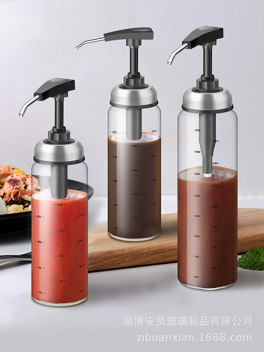 Salsa de ostras botella de vidrio Engrasador salsa botella exprimidor hogar ensalada salsa prensa cocina suministros borosilicato engrasador