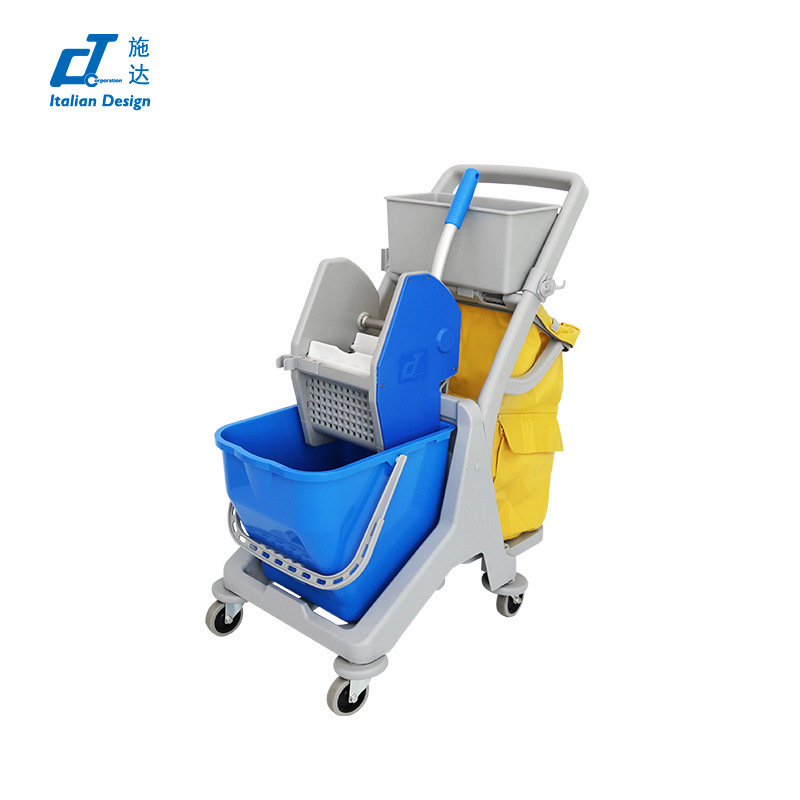 Ct Shida Jtd125 Mini Cleaning Service Vehicle Push Mop Squeeze Bucket Wheeled Hand Push Water Truck