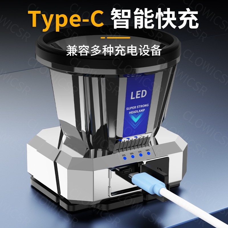 Lámpara de luz transfronteriza fuerte recargable a prueba de agua superbrillante tipo de cabeza de pesca especial lámpara de minería de larga duración image 5
