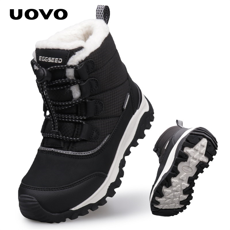 Children's Snow Boots Winter Fleece-Lined Warm Anti-Slip Anti-Splash Wool Blend Black 31-39 Size Medium and Large Kidsren's Boots