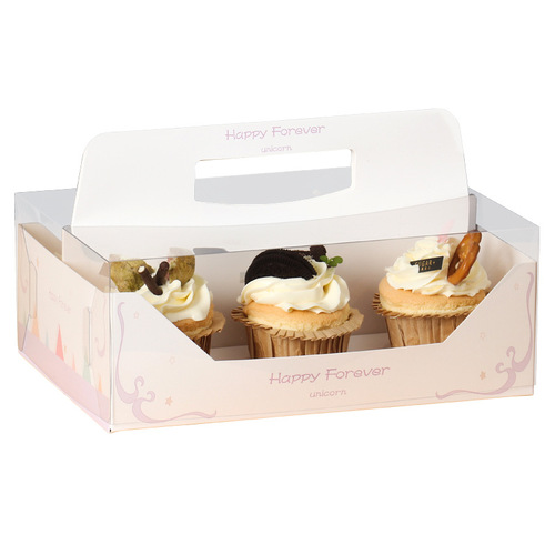 Transparent cupcake box 4 pieces 6 pieces small cake cup holder portable pastry muffin cup egg tart baking packaging box
