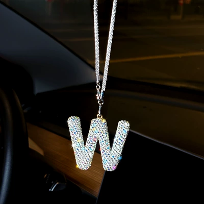 Popular Diamond-Encrusted 26-Letter Alphabet Car Car hanging - pendant-diamond-letter-w