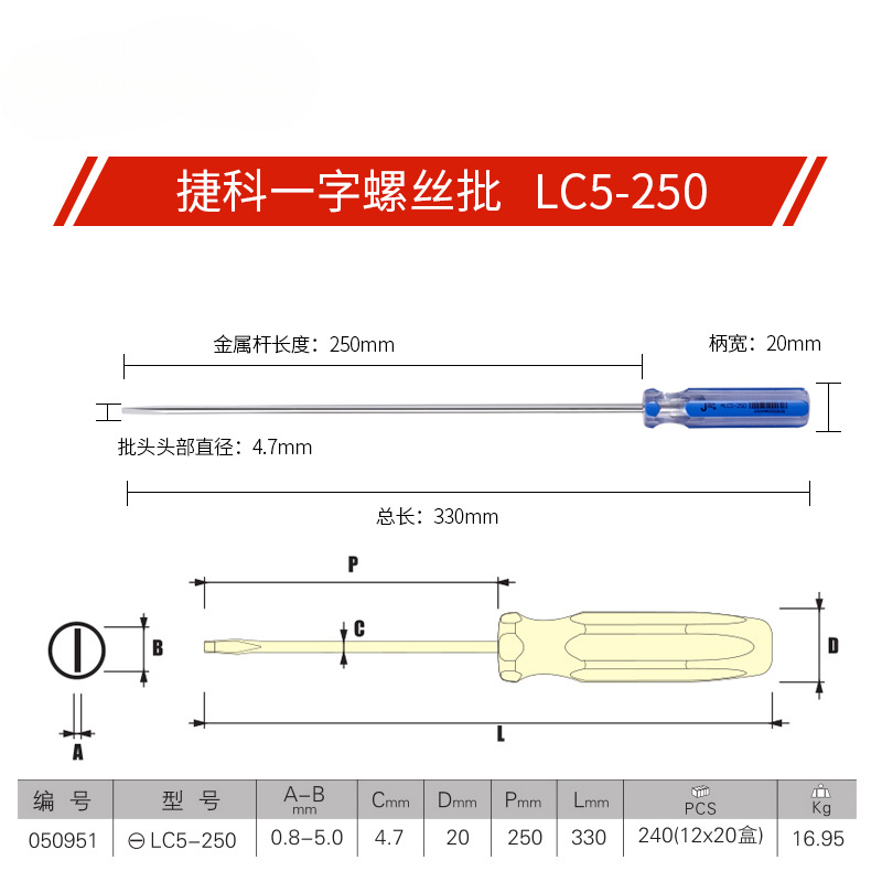 Herramientas de Czech, destornillador de una cruz, destornillador de mango de barra de color con boca plana magnética LC-