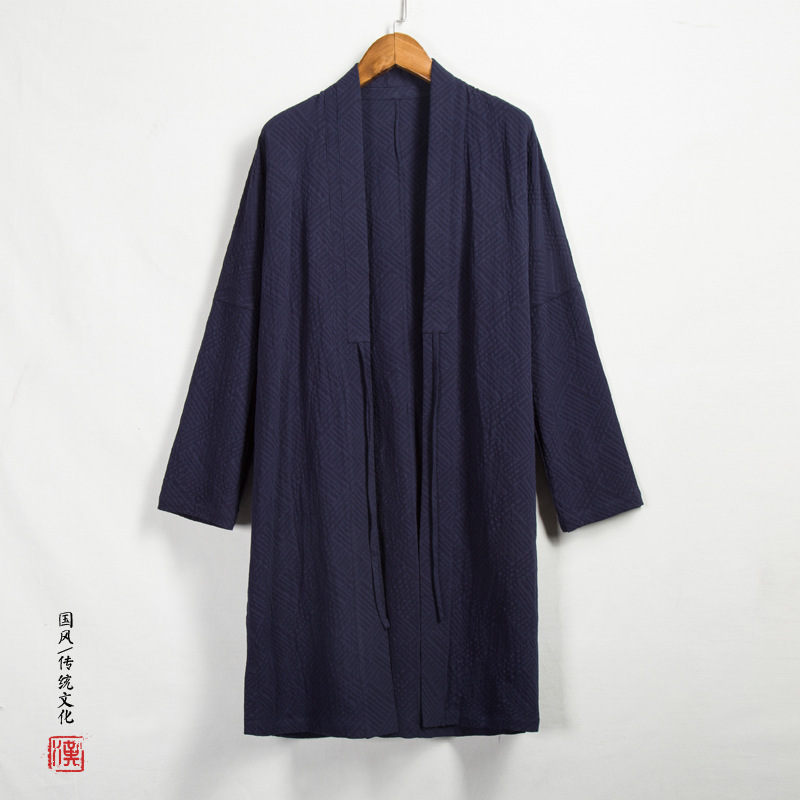 Chinese Style Men's Jacquard Men's Mid-Length Improved Hanfu New Chinese Style Retro Taoist Robe