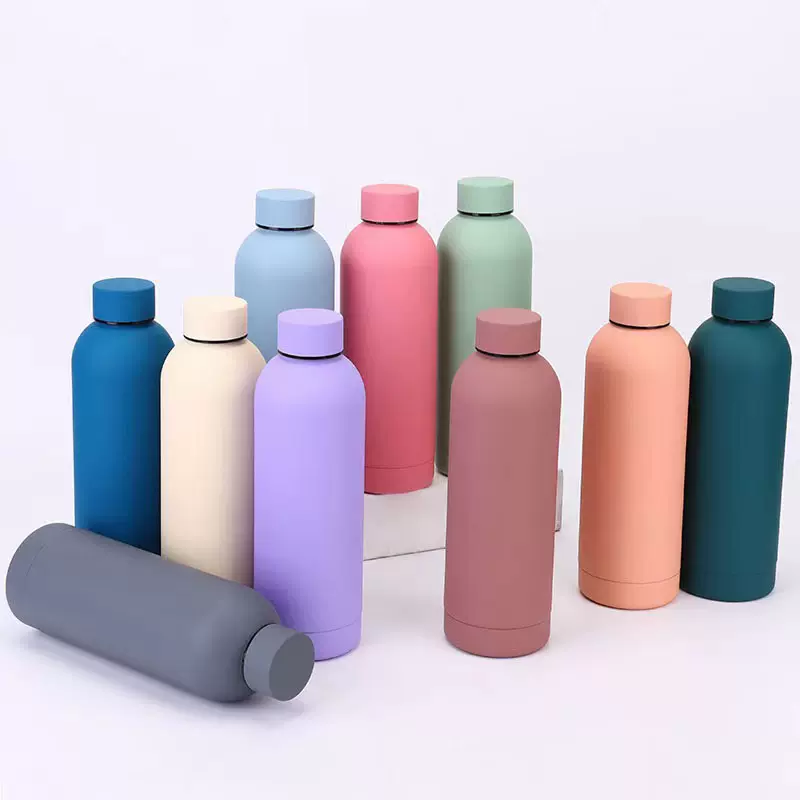 亚马逊304不锈钢真空保温杯 小口瓶户外便携橡胶漆可乐瓶运动水壶