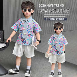 男童衬衫套装2026新款韩版男宝夏日穿搭半袖衣服儿童夏季短袖童装