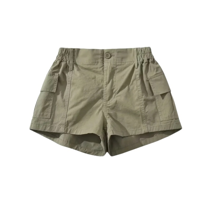 308g Weight Shorts Pants Length Cotton Fabric Type High Waist Waist Line Casual Pants, Cargo Pants, Shorts Pants Type Inelastic Elasticity Daily Occasion Regular Fit Fit Type Solid Color Pattern Summer Season Women's Gender Streetwear Style Women's Daily Streetwear Solid Color Shorts Casual Pants Cargo Pants Shorts 3