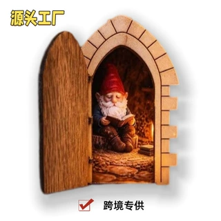 跨境新品 Miniature Hidden Door侏儒看书隐藏小门木质工艺品装饰