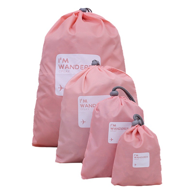 Bolsa de almacenamiento transfronteriza Bolsa de almacenamiento de 4 piezas impermeable Corea del Sur bolsa de almacenamiento perezoso de viaje bolsa de cordón grande con cordón