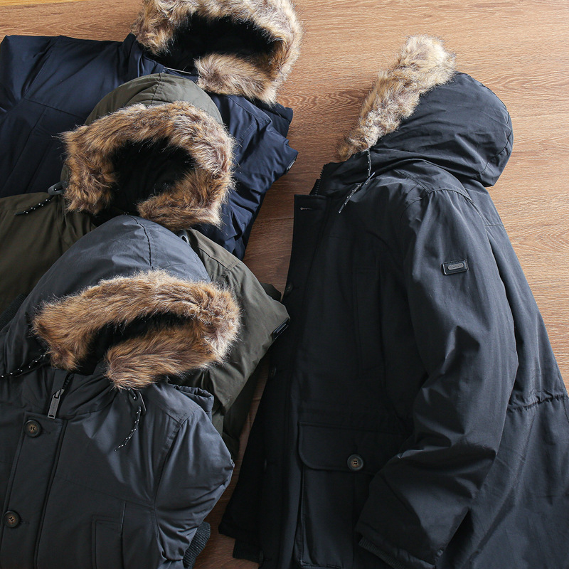 Parka d'hiver à capuche pour homme - Coupe-vent et imperméable, veste matelassée épaisse et chaude avec doublure polaire pour sports de plein air (vert armée)_voghion.com